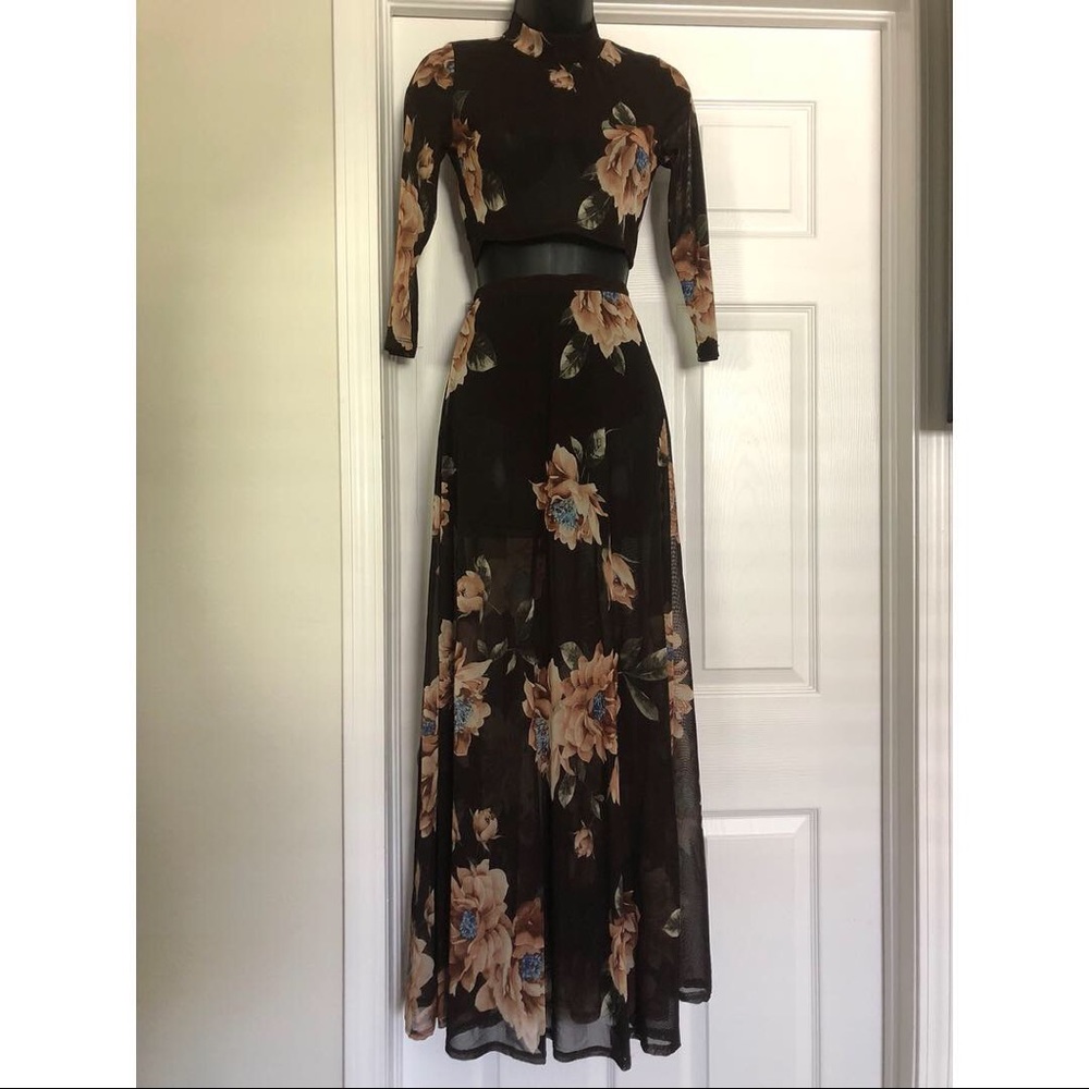 Sheer Floral Skirt Set